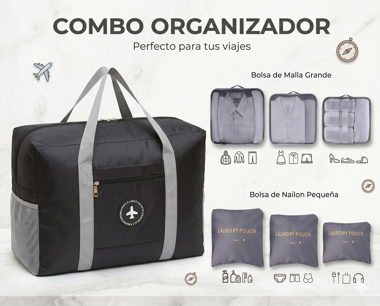 Organizadores de viaje x6+  bolsito viajero