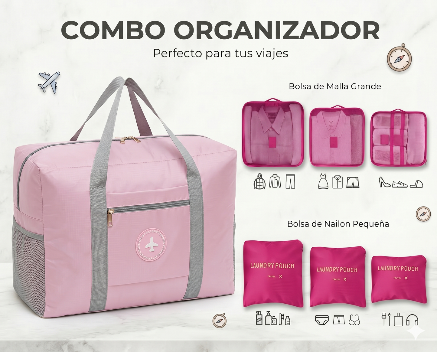 Organizadores de viaje x6+  bolsito viajero