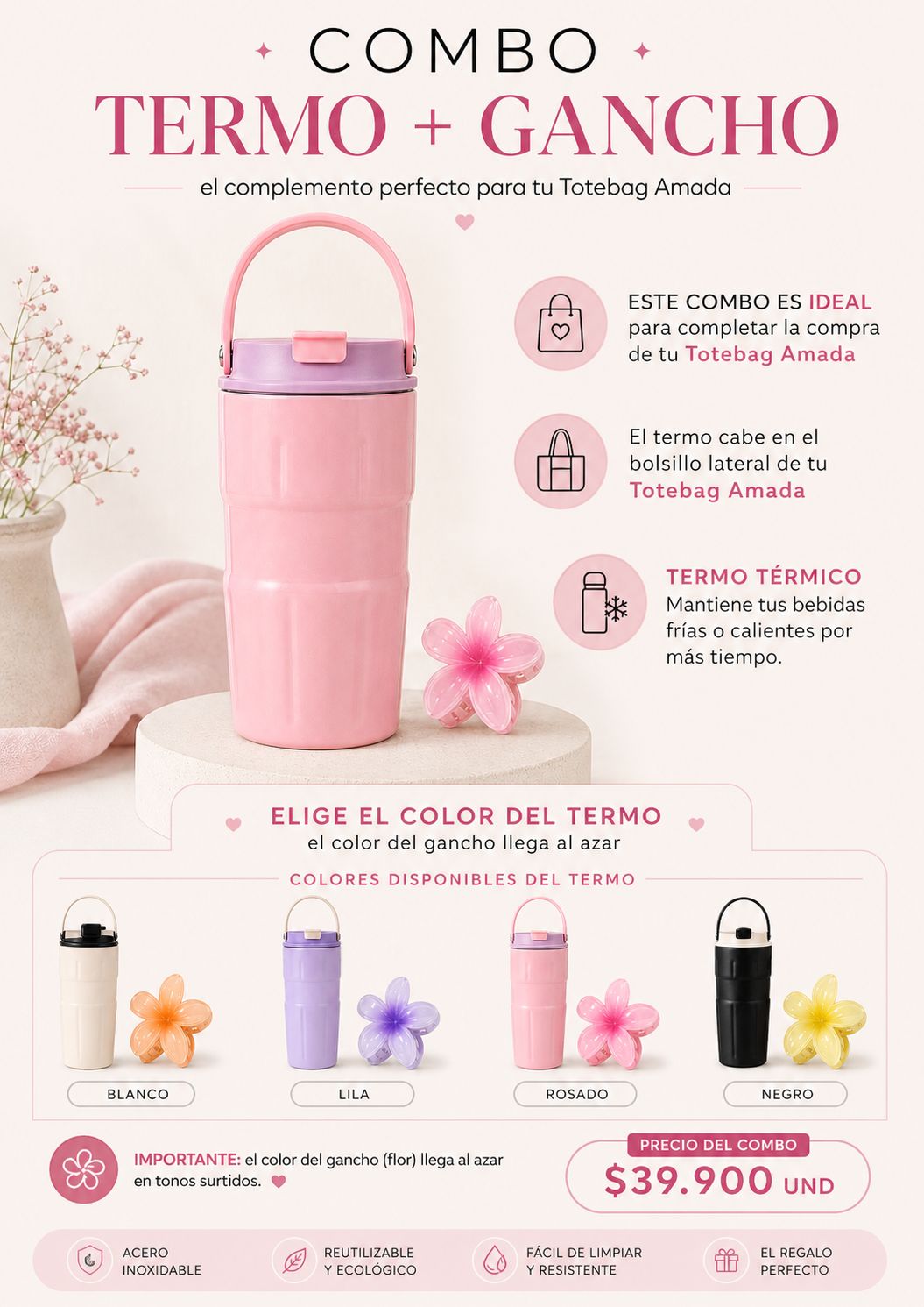 Combo Termo Térmico + Ganchito 🌸